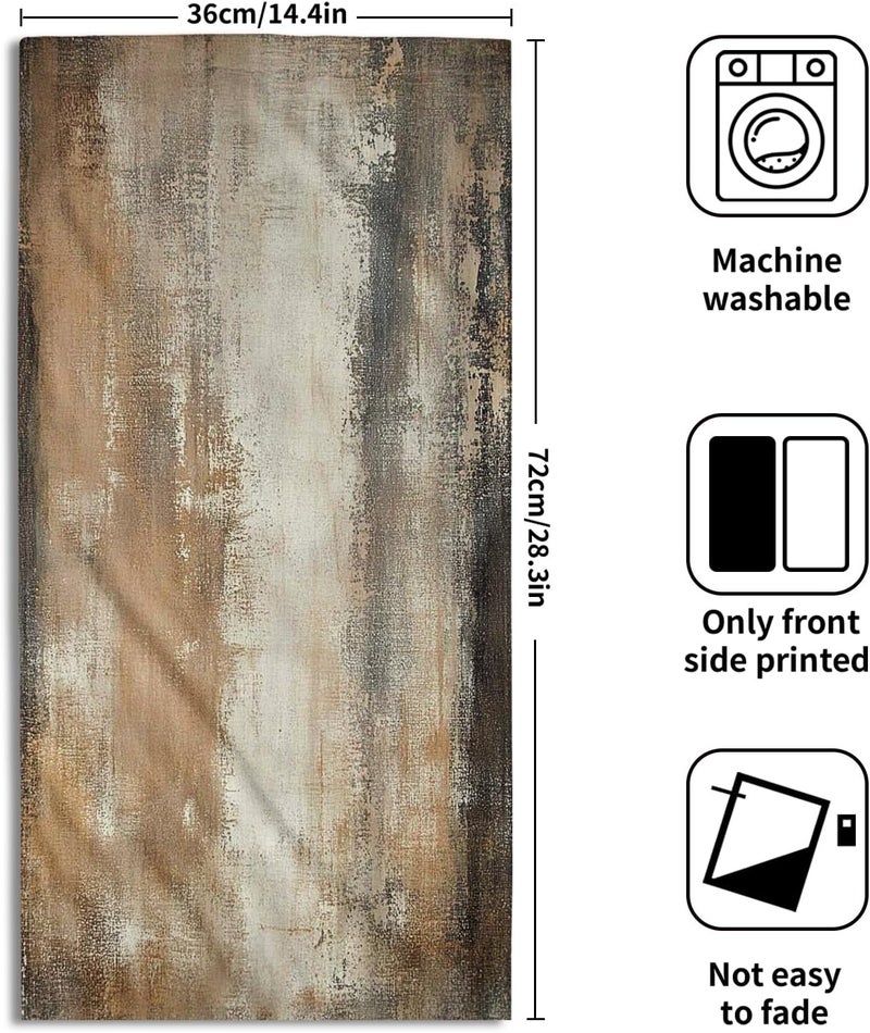 Granbey Burnt Brown and Grey Hand Towels for Bathroom Set of 2, Abstract Art Painting Modern Face Towels 28X14 inch, Quick Dry Soft Absorbent Washcloths Decorative Kitchen Dish Towels for Yoga Workout Gym - Image 2